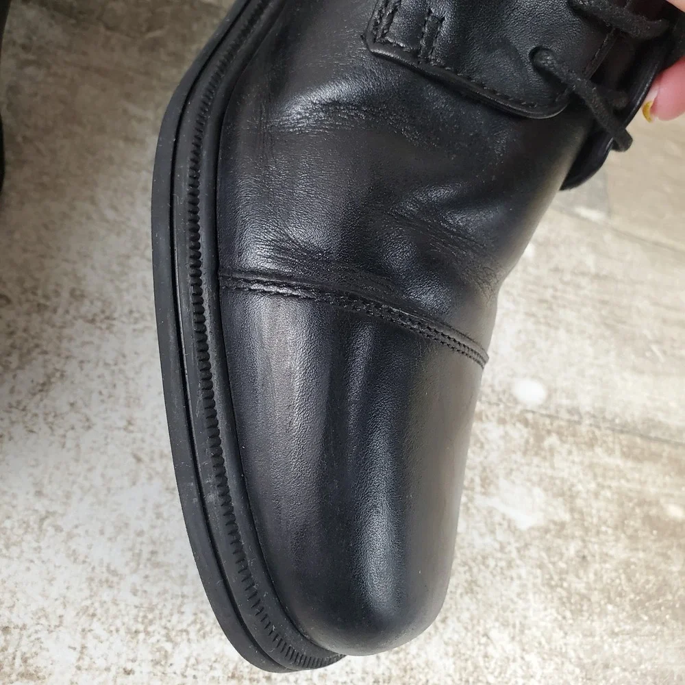 Rockport Taylor Mens Dress Shoes Sz 8 M Black Leather Waterproof Lace Up Cap Toe